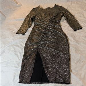 Zara Metallic Gold Asymmetrical Dress